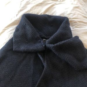 Navy Cowl Neck Cape